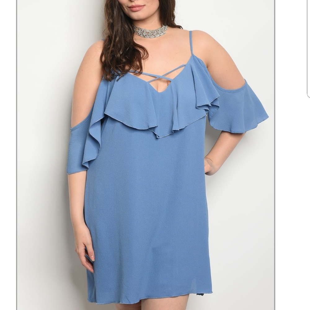 Plus size Ruffle Flowy Flirty Mini Dress